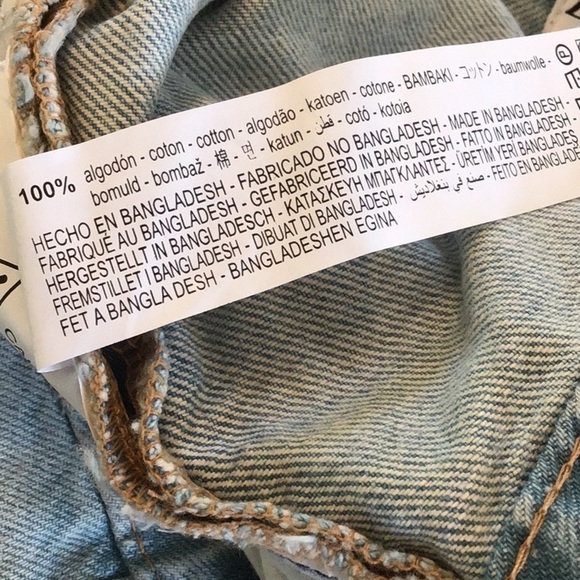 Zara denim up-cycled look raw hem spaghetti strap cotton cropped top Small NWT - Picture 6 of 7